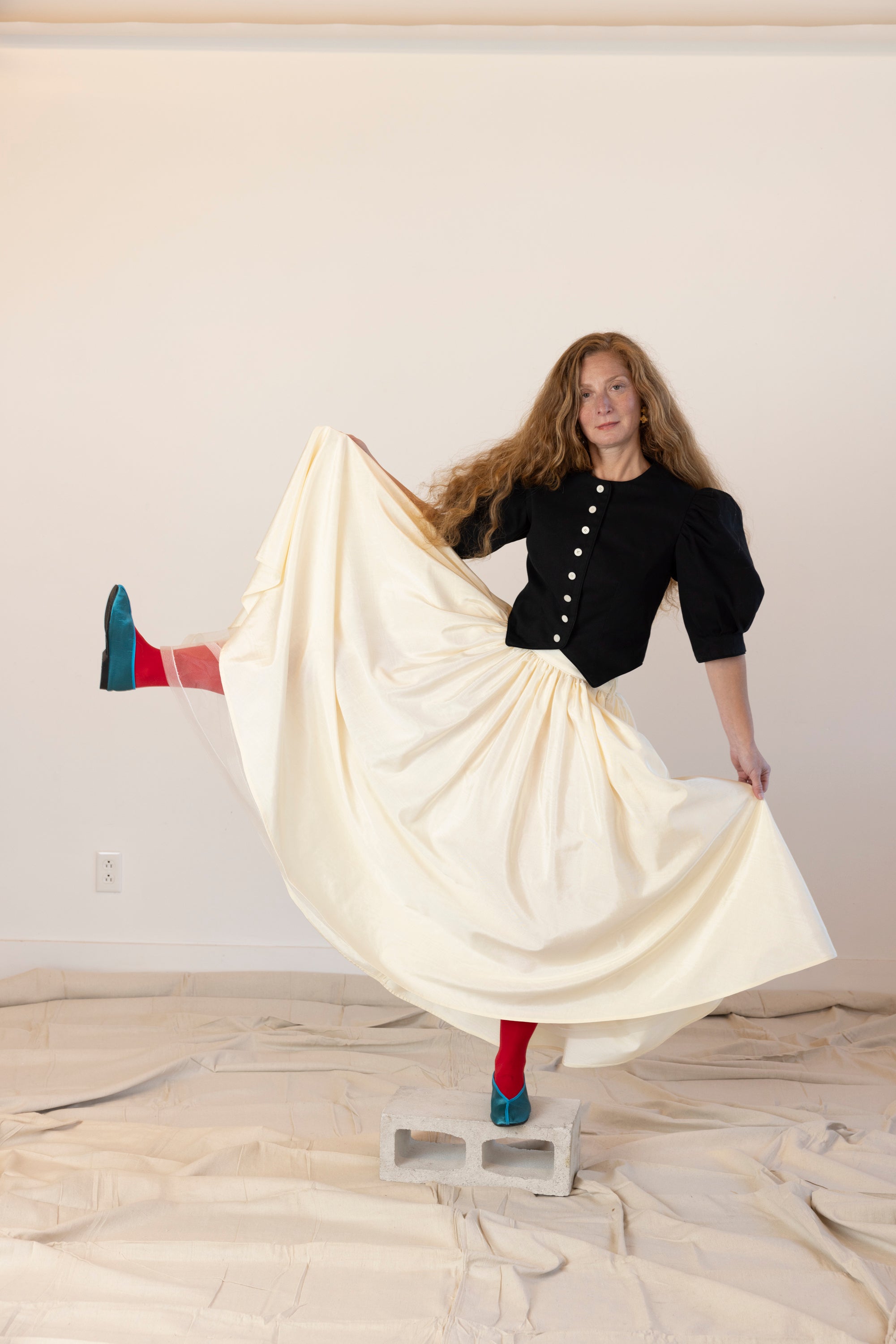 (Wholesale Pre-Order) Puff Skirt, Ivory Moire