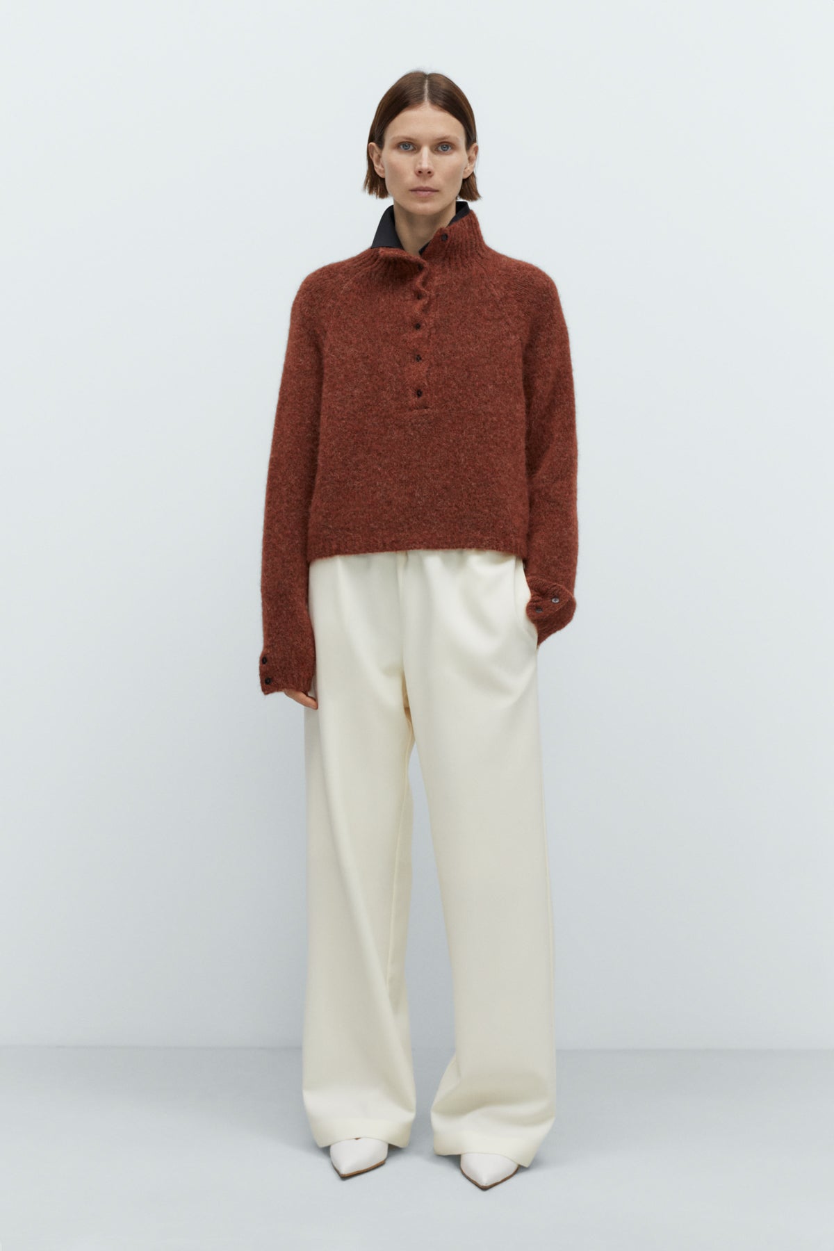 Baby Alpaca Polo Sweater - Terracotta