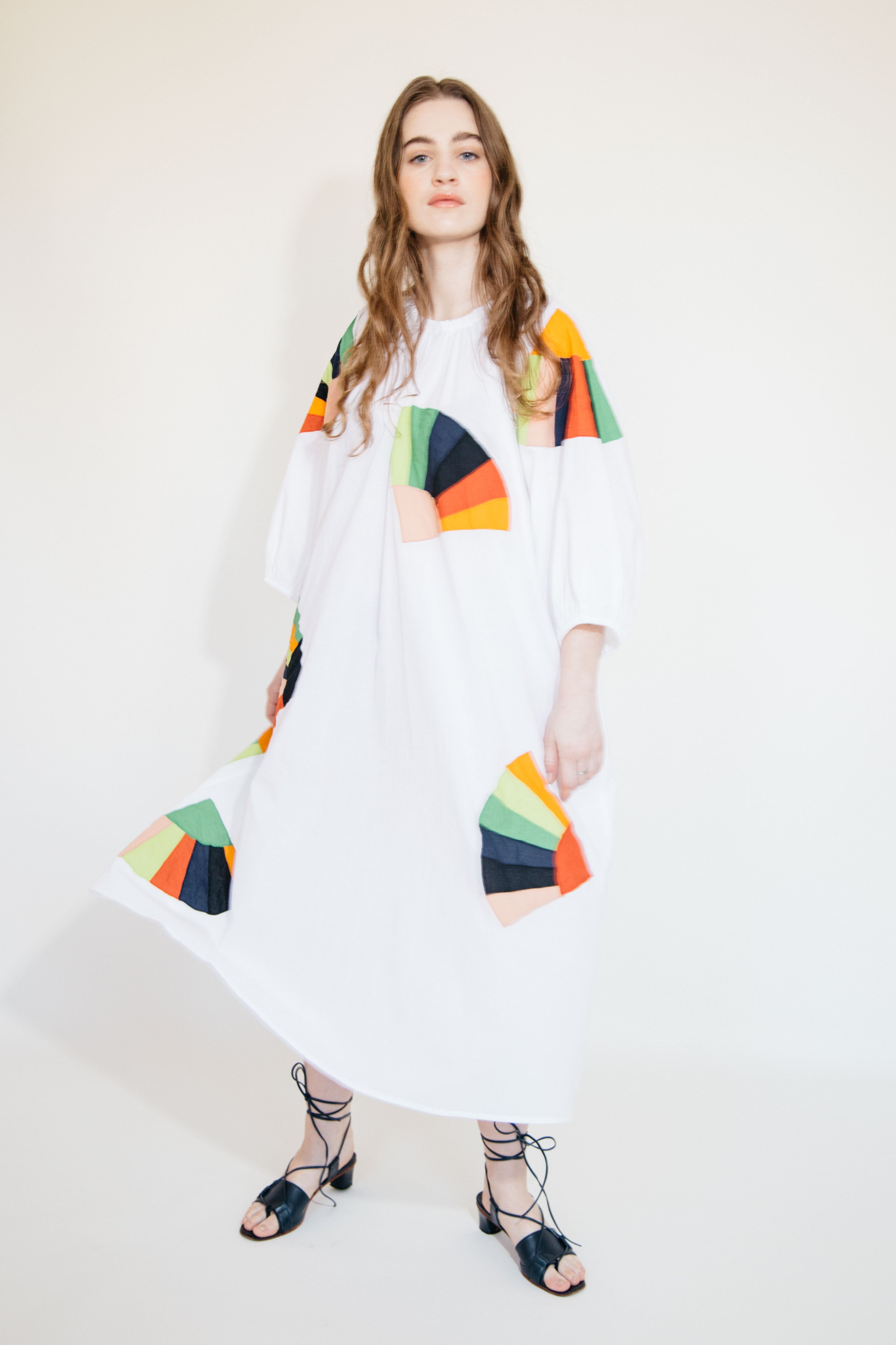(Wholesale Pre-Order) Ballad Dress - White Fan Patch Cotton