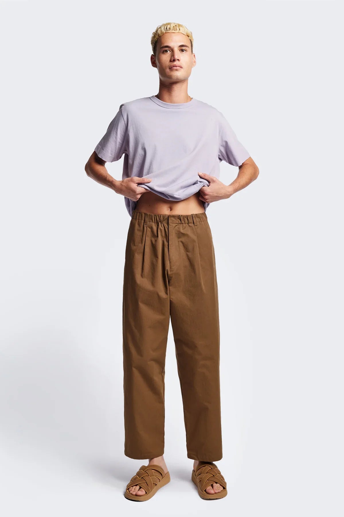 Boulder Pleat Pant - Olive Brown