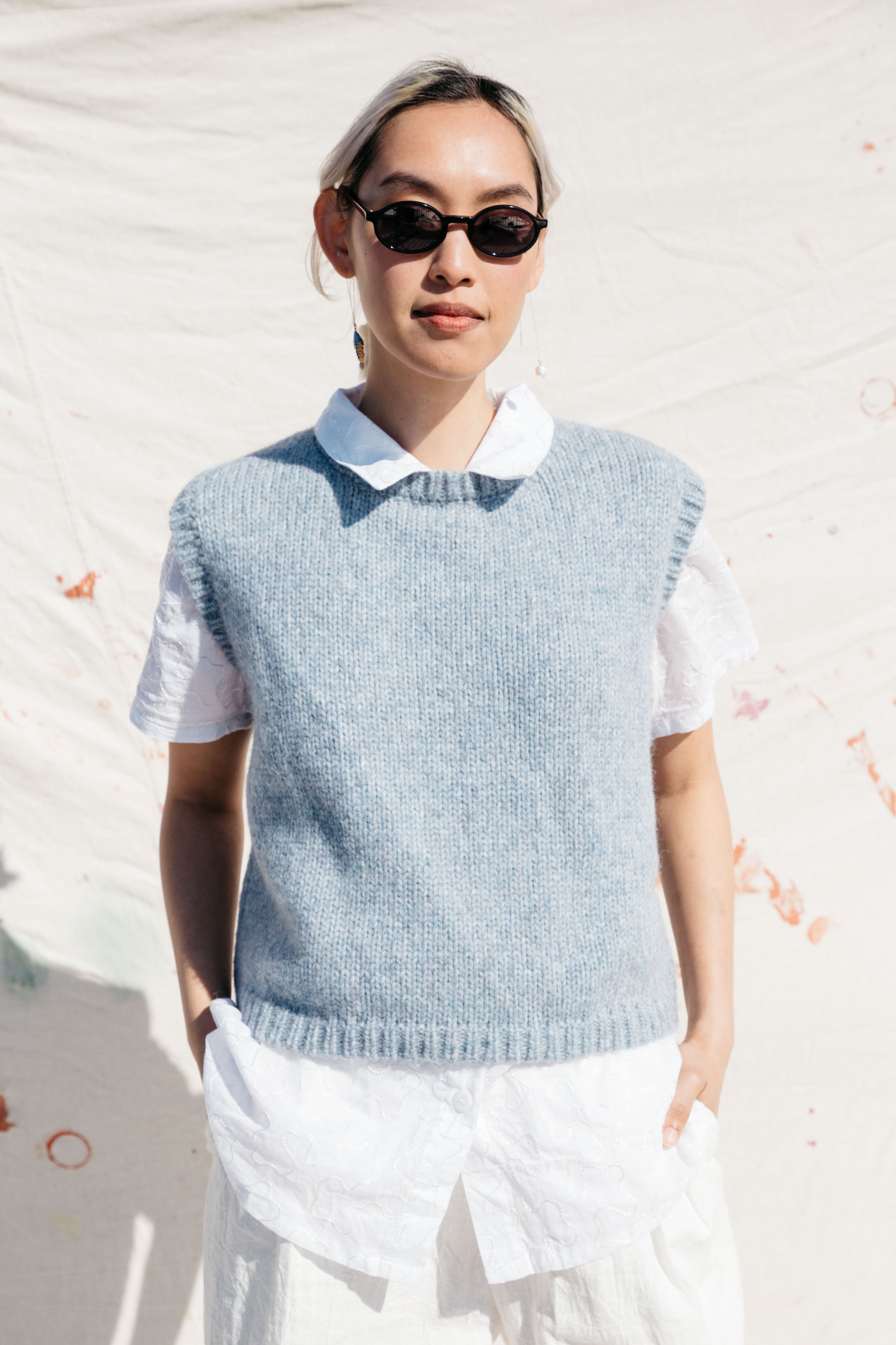 (Wholesale Preorder) Sabine Sweater Vest- Powder